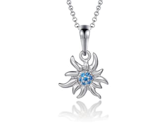 925 silver pendant in the shape of an edelweiss - Small - blue