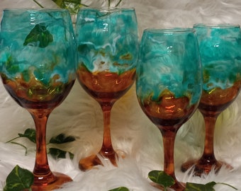 ocean theme wine glasses