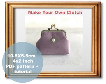 DIY clasp kiss lock coin purse PDF pattern and Tutorial for making your own kiss lock bag  frame10.5X5.5 cm/ 4X2 inch