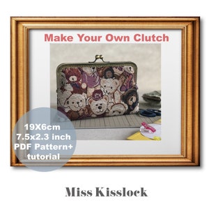 DIY clasp clutch kiss lock PDF pattern and tutorial,  9X6cm / 7.5X2.3 inch Kiss lock , Make a meaningful gift