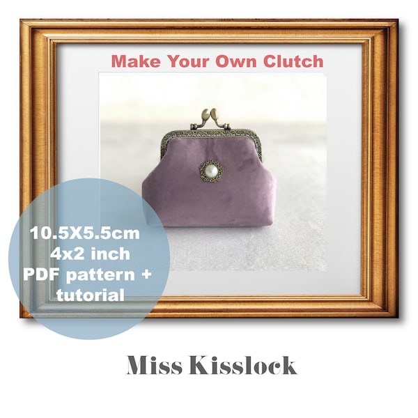 DIY clasp kiss lock coin purse PDF pattern and Tutorial for making your own kiss lock bag  frame10.5X5.5 cm/ 4X2 inch