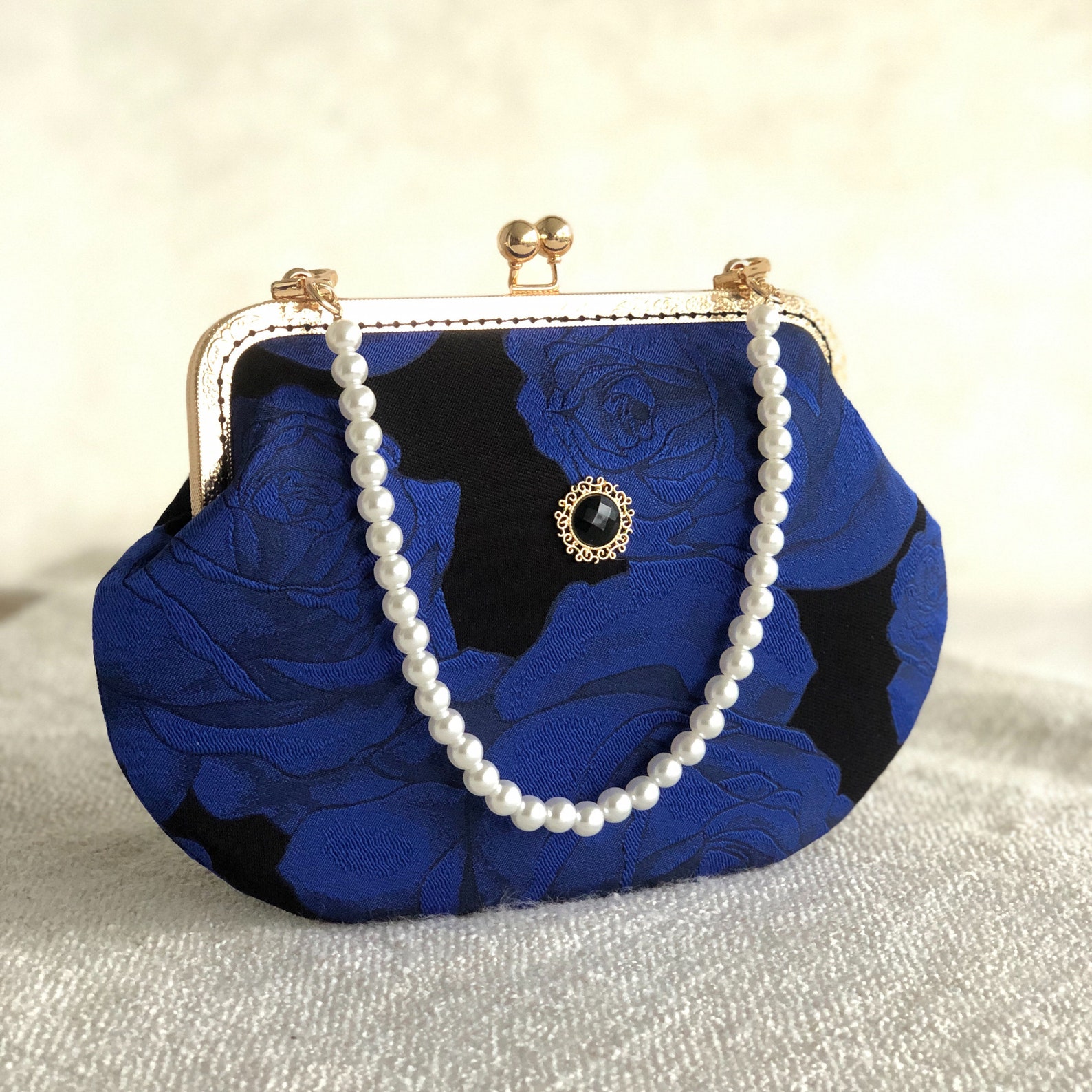 Blue Roses / Clutch PurseKisslock BagClasp Pursemetal Etsy