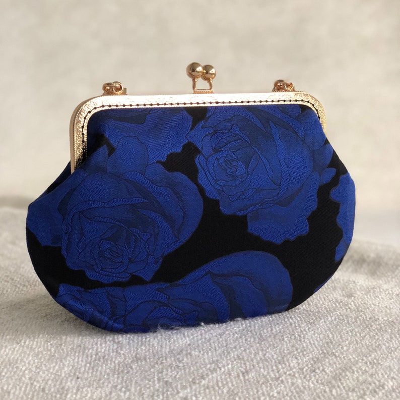 Blue Roses / Clutch Pursekisslock Bagclasp Pursemetal Etsy