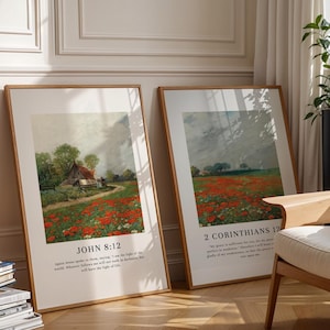 Vintage Poppies Bible Verse Prints: Christian Home Decor (Digital Download)