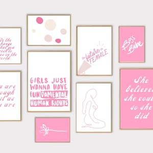 Manifest for Me Gallery Wanddrucke, Wandkunst Set, Girly Pink Kunstset, Barbie-Stil Manifest, Sofortiger Download, Digitaler Artikel