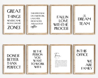 Impressions d'art citations de bureau minimalistes, ensemble de décorations d'équipe (téléchargement numérique)