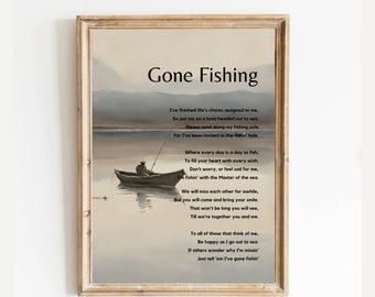 Gone Fishing Poem Ready to Print, Memorial Table Poem, Remembrance Poem, Celebration of Life Poem for Fisherman, Funeral Memorial Poem