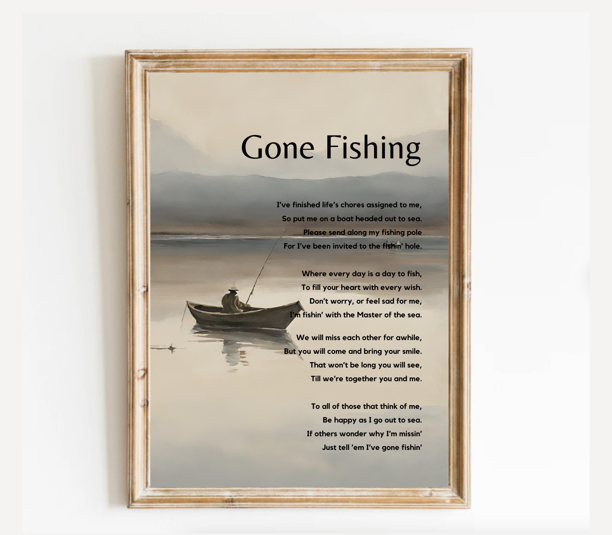 Gone Fishing Poem Ready to Print, Memorial Table Poem, Remembrance Poem