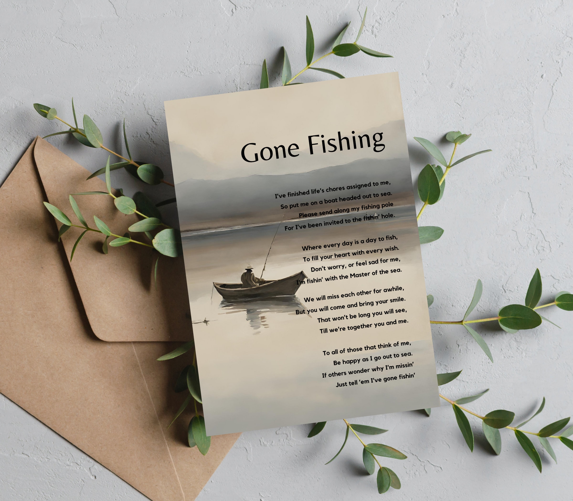 Gone Fishing Poem Ready to Print, Memorial Table Poem, Remembrance Poem