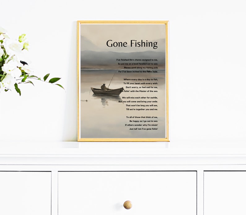 Gone Fishing Poem Ready to Print, Memorial Table Poem, Remembrance Poem