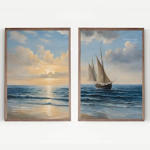 Set of 2 Christian Wall Art, MATTHEW 9:29, Jeremiah 29 11, Bible Verse Wall Print, Christian Wall Art, print Scripture seaside