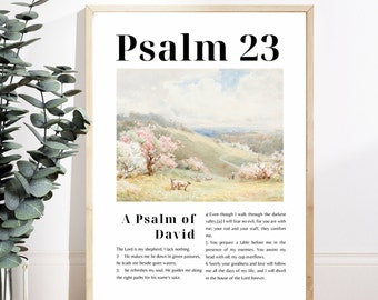Psalm 23 Vintage Bible Verse Print, Christian Wall Art (Digital Download)