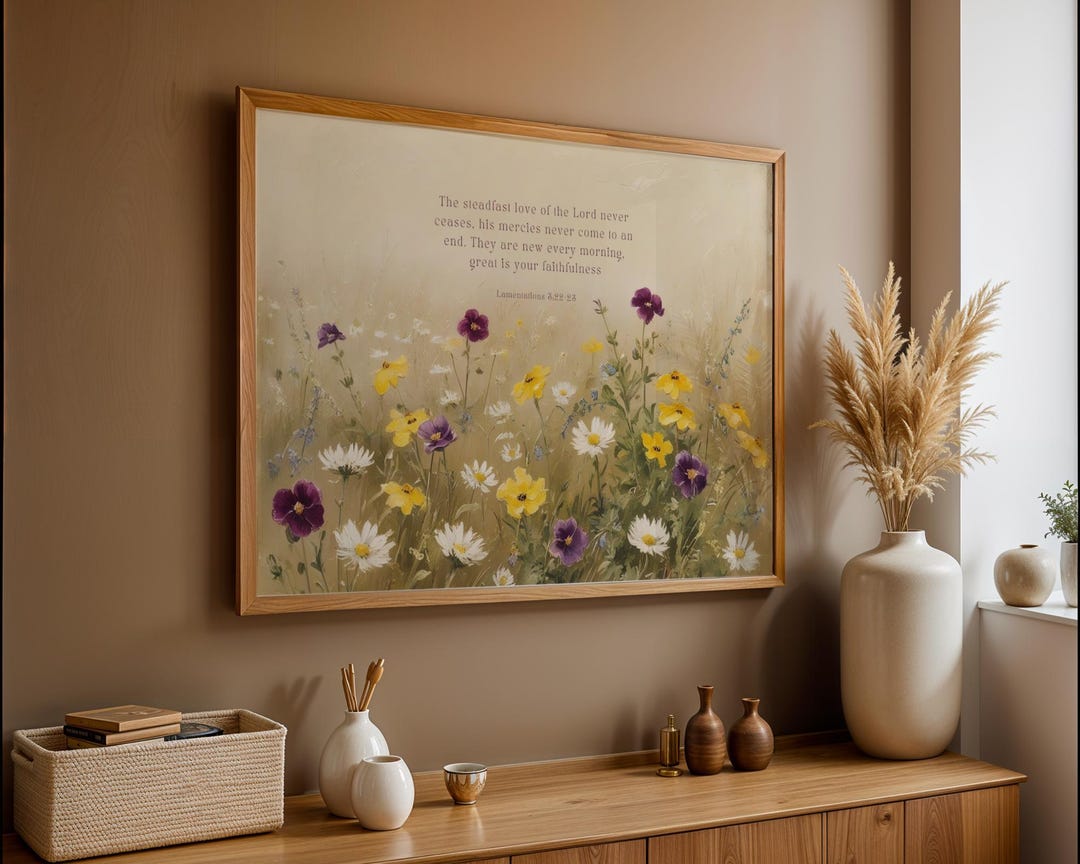 Wildflower Art Print, Lamentations 3 Scripture Wall Art, Christian ...