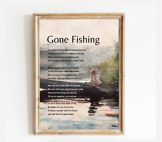 Shadow Box Commemorativa 'Gone Fishing In Heaven' Con Luci LED: Ricordo Per La Perdita Di Un Papà O Marito Amante Della Pesca