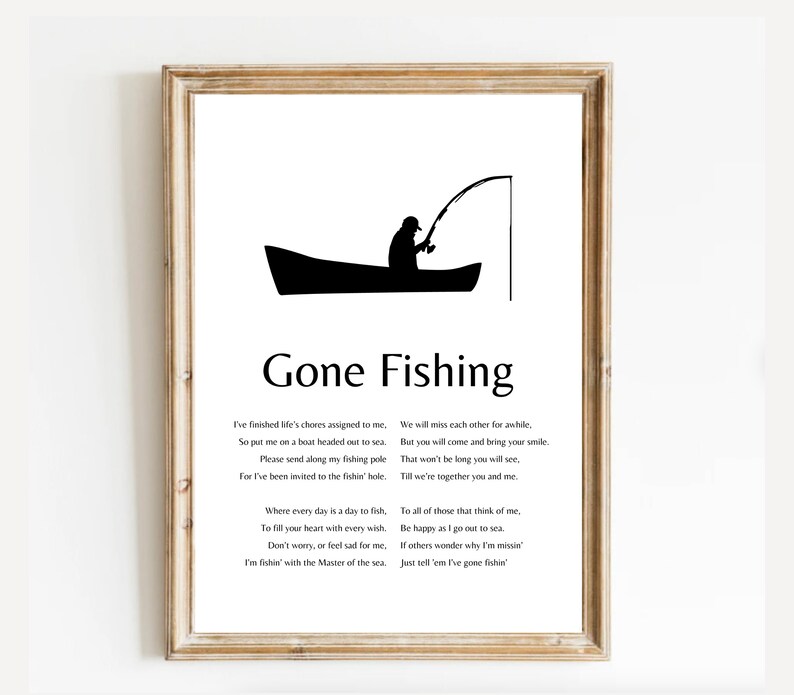 Gone Fishing Poem Ready to Print, Memorial Table Poem, Remembrance Poem ...