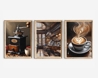 coffee bar gallery wall set of 3 prints | coffee wall art | coffee print | coffee bar prints | coffee art | digital download