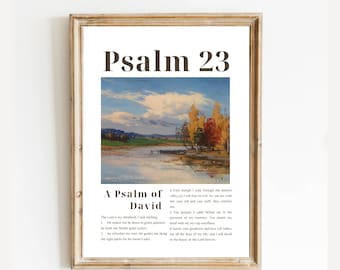 Psalm 23 Scripture Art Print, Vintage Bible Verse (Digital Download)