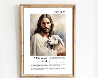 Psalm 23 Print, Vintage Bible Verse, Christian Home Decor (Digital Download)