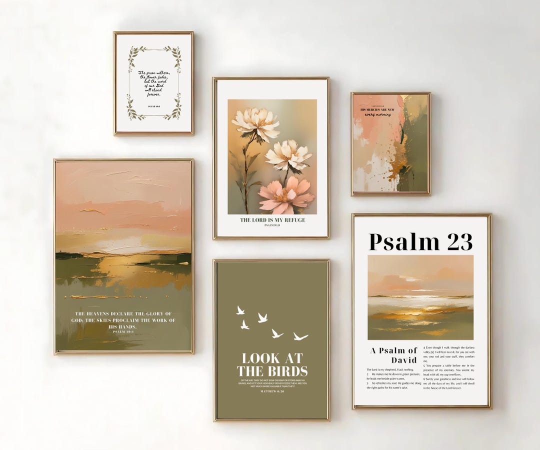 Sage Green Christian Wall Art Bundle: Bible Verse Prints (digital ...