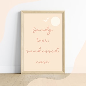 Sandy Toes, Sunkissed Nose Nursery Quote Poster Print, Girls Nursery Bedroom Print, Beach Theme Nursery, Ocean Quote