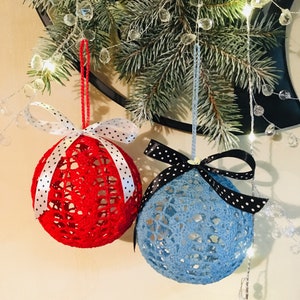 Lace ball vintage ornament souvenir Christmas tree decoration Xmas ball bubble Lace decoration Christmas bauble crochet ornament home decor