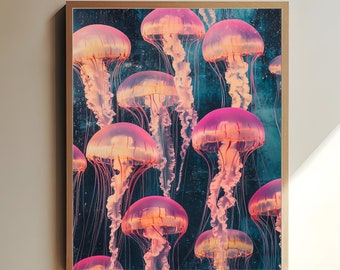 Jellyfish poster, Jellyfish wall art, Jellyfish Wall Art, Jellyfish Home Decor, Bathroom Decor, Jellyfish Bathroom, Jellyfish Print