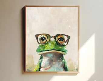 Intellectual Frog Poster, Quirky Wall Art, Scholarly Amphibian Decor, Humorous Home & Office Decoration, Frog Print, Frog Gifts, Frog Poster