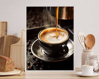 Morning Coffee Poster, Coffee Wall Art, Perfect for Kitchen or Living Room, Coffee Cup Print, Coffee shop wall art, Barista Poster