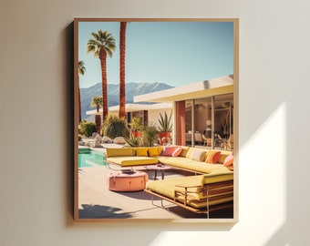 Posters van Palm Springs, architectuurprint in mid-century modern stijl, vintage woestijndecoratie voor thuis, retro Californische muurdecoratie, Palm Springs poster
