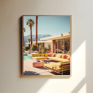 Palm Springs Posters, Mid-Century Modern Architectural Art Print, Vintage Desert Home Decor, Retro California Wall Art, Palm Springs Poster