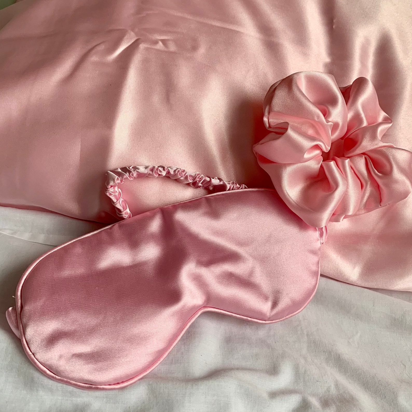Luxury Satin Sleep Set with Pillowcase Eye Mask & Scrunchie Etsy