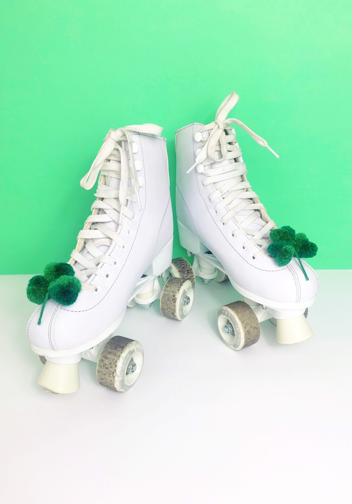 Roller Skate Pom Poms/Skate Pom Pom Shamrock Cloverleaf/ Etsy