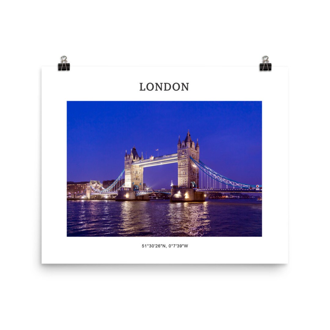Tower Bridge Night Photo, Classic London Wall Art, London Cityscape