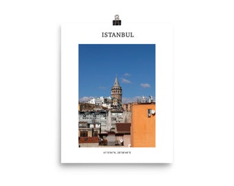 Galata Tower Photo Print, Istanbul Poster, Turkey Travel Photography, Istanbul Photo Gift, Cityscape Wall Art, Landmark Coordinates Print