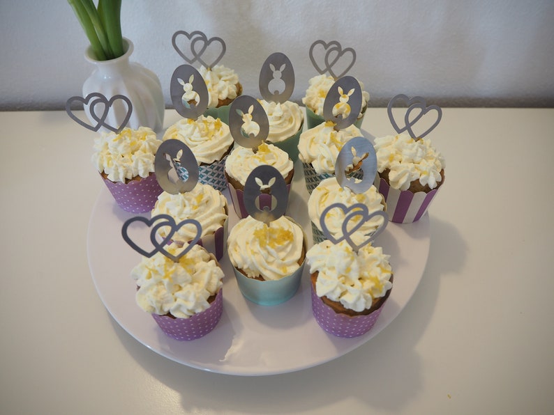 Cupcake Topper Muffin plug double hearts, metal, stainless steel food-safe image 3