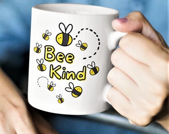 Bee Kind Coffee Mug Bee Lover Kindness Counts Be Kind Inspirational Quotes Office Coffee Mug Gift for Him Her Friend Birthday Holiday Gift