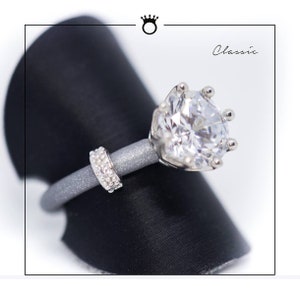 Simple Classic Ring, Round Cubic Zirconia Solitaire Sterling Silver Ring, Silicone Ring for Her, Gift for Teacher, Sterling Silver Ring