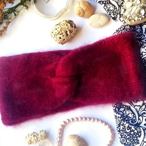 Burgundy mohair headband