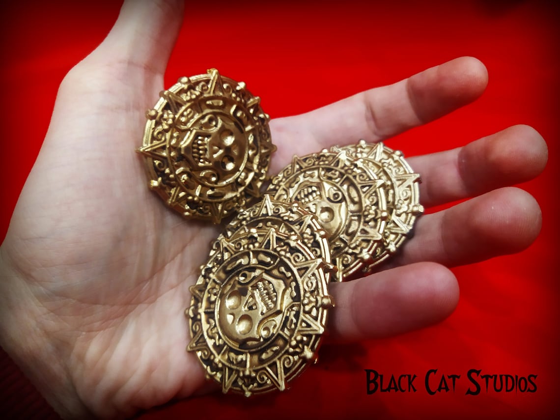 Pirates of The Caribbean gold coin exact replica Aztec Etsy