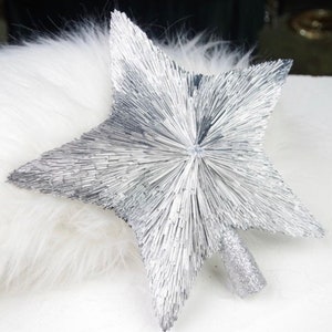 Silver 25cm luxury Christmas tree topper star / xmas tree star / Silver Xmas Decor Tree Decorations