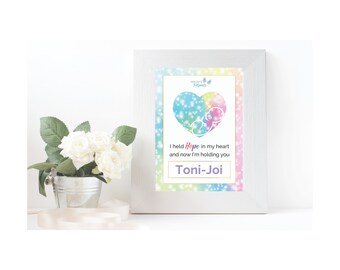 A4 Rainbow Baby Gift Personalised Print. I Held Hope, Now I'm Holding You. Pregnancy After Loss Gift. DIGITAL IMAGE