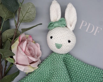 Häkel-Strickanleitung Schnuffeltuch, Schmusetuch Hase, download PDF (nur in deutsch erhältlich),Crochet bunny,Kuscheltier,Anleitung