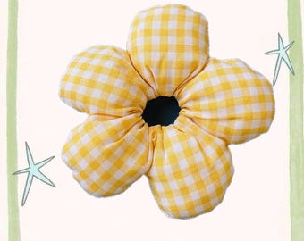 Coletero con forma de flor de dopamina / Cuadros vichy amarillos