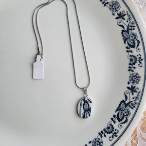 Handmade Broken Old Town Blue Corelle Necklace