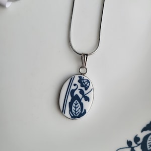 Handmade Broken Old Town Blue Corelle Necklace