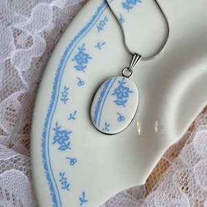 Handmade Broken Morning Blue Corelle Necklace