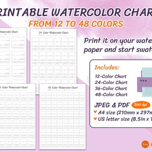 Watercolor Swatch Sheet Template/printable A4 - Etsy UK