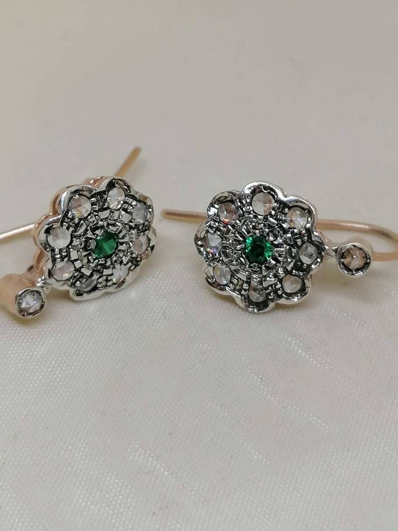 Victorian style earrings handmade earrings Too many earrings Bohemian crystal rose earrings vintage silver earrings