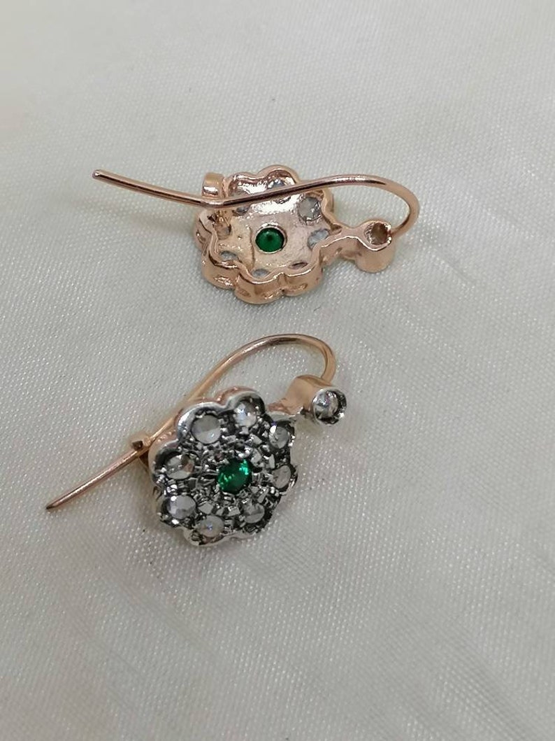 Victorian style earrings handmade earrings Too many earrings Bohemian crystal rose earrings vintage silver earrings