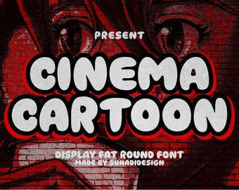 Cinema Cartoon Font - Plumpy Bold Font, Groovy Fonts, Big Font, Collegiate Fonts, Procreate Font, T-shirt Font, Childrens Fonts, Cricut Font